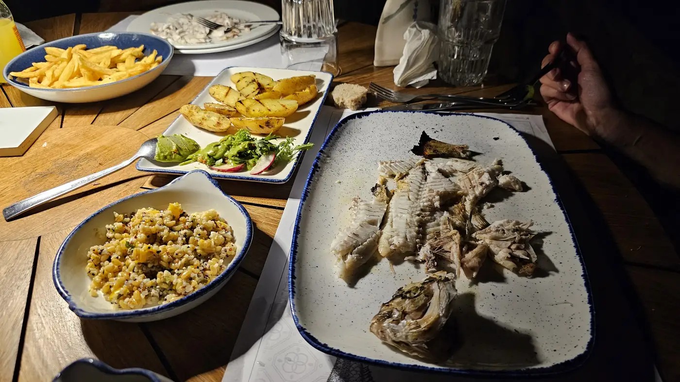 Fish skeleton on a plate