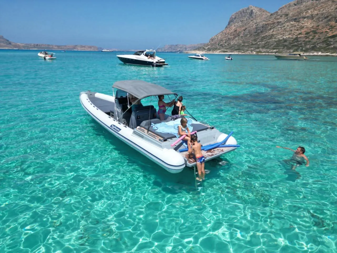 Speedboat heading to Balos lagoon — the turquoise waters of Crete at their finest