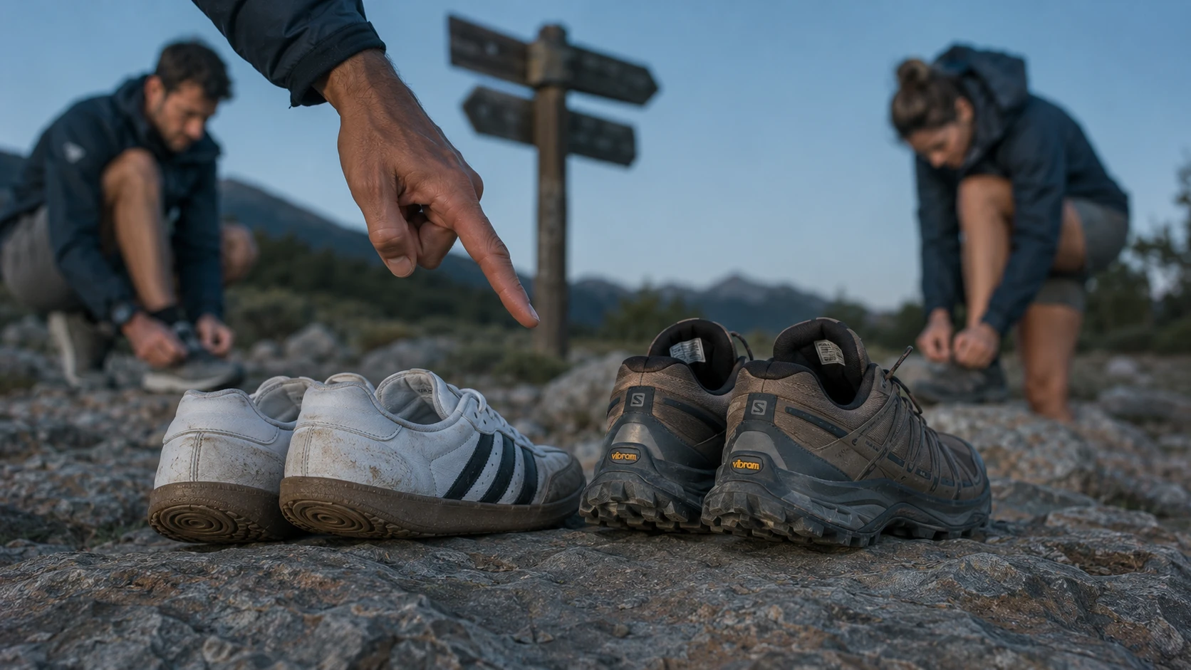 Comparison of suitable and unsuitable footwear for the Samaria Gorge