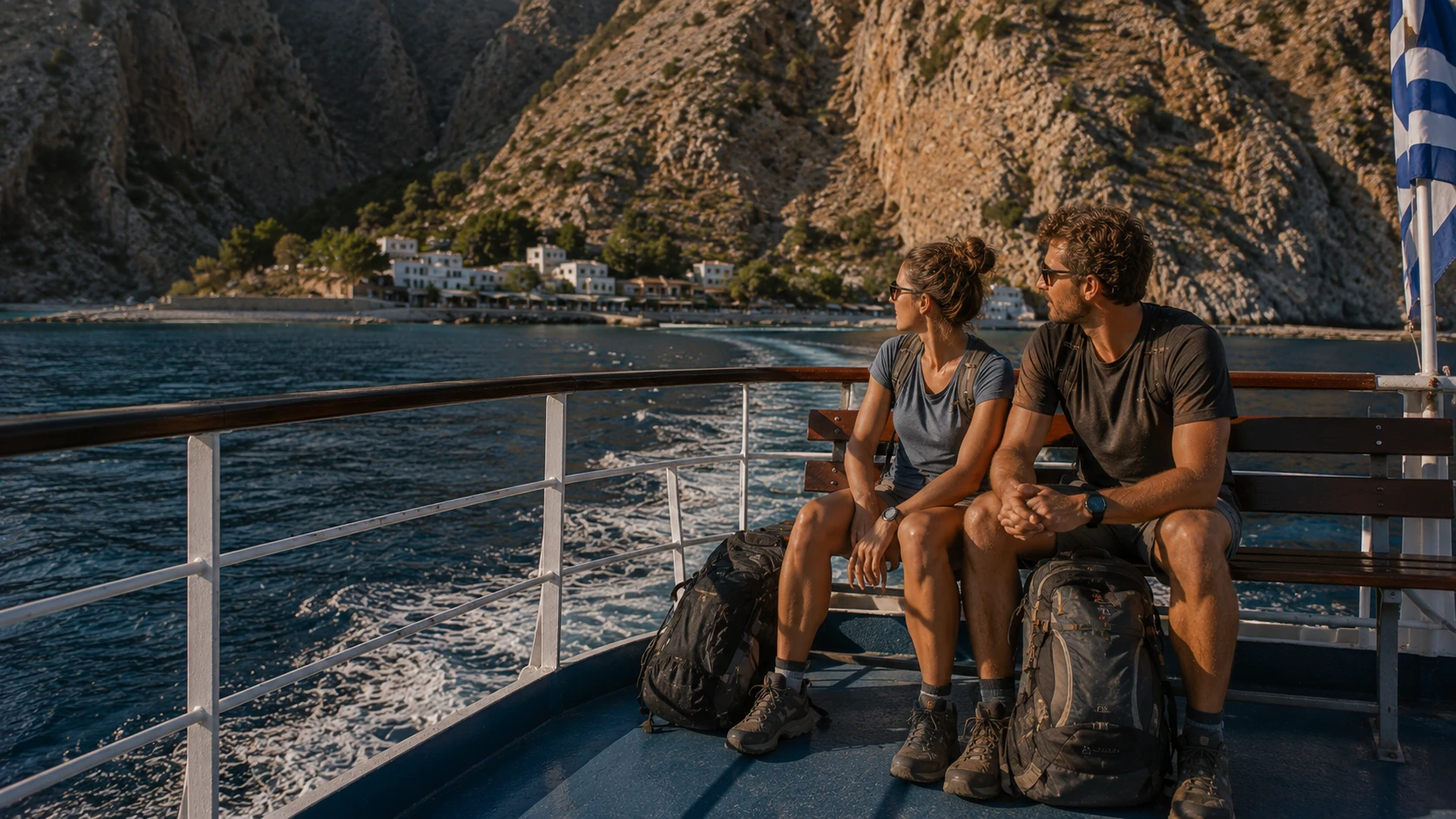 Anendyk ferry departing from Agia Roumeli towards Sfakia